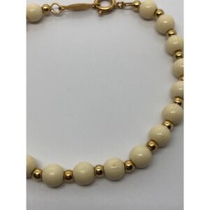 VTG DESIGNER NAPIER CREAM BEAD BALL GOLD TONE LOVELY BRACELET RARE JEWELRY 7"‎